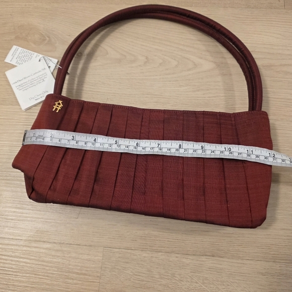 NEW Tabitha Dark Red 100% Hand Woven Cambodia Silk Y2K Mini Purse Handbag - Picture 8 of 8